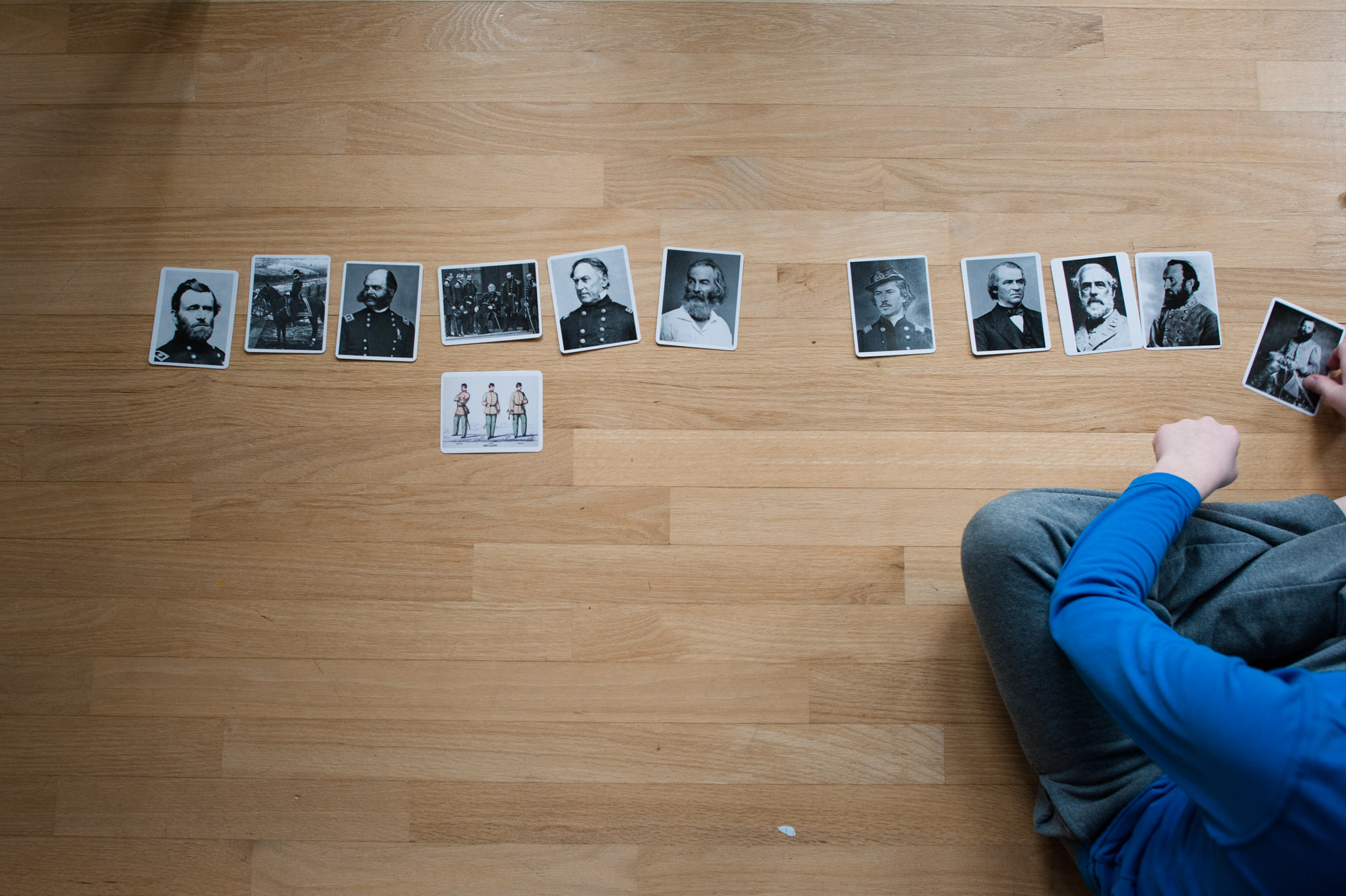 boy with civil war flashcards - Documentary Family Photography