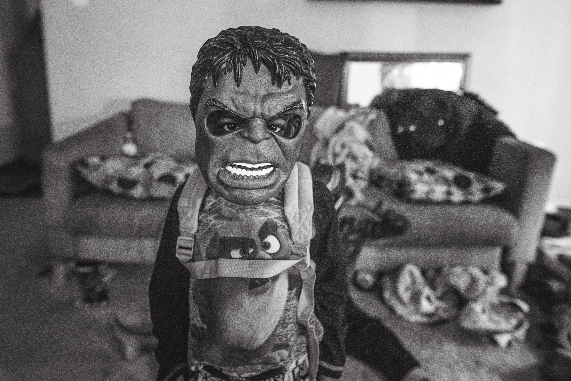 boy wearing mask - Documentary Family Photography
