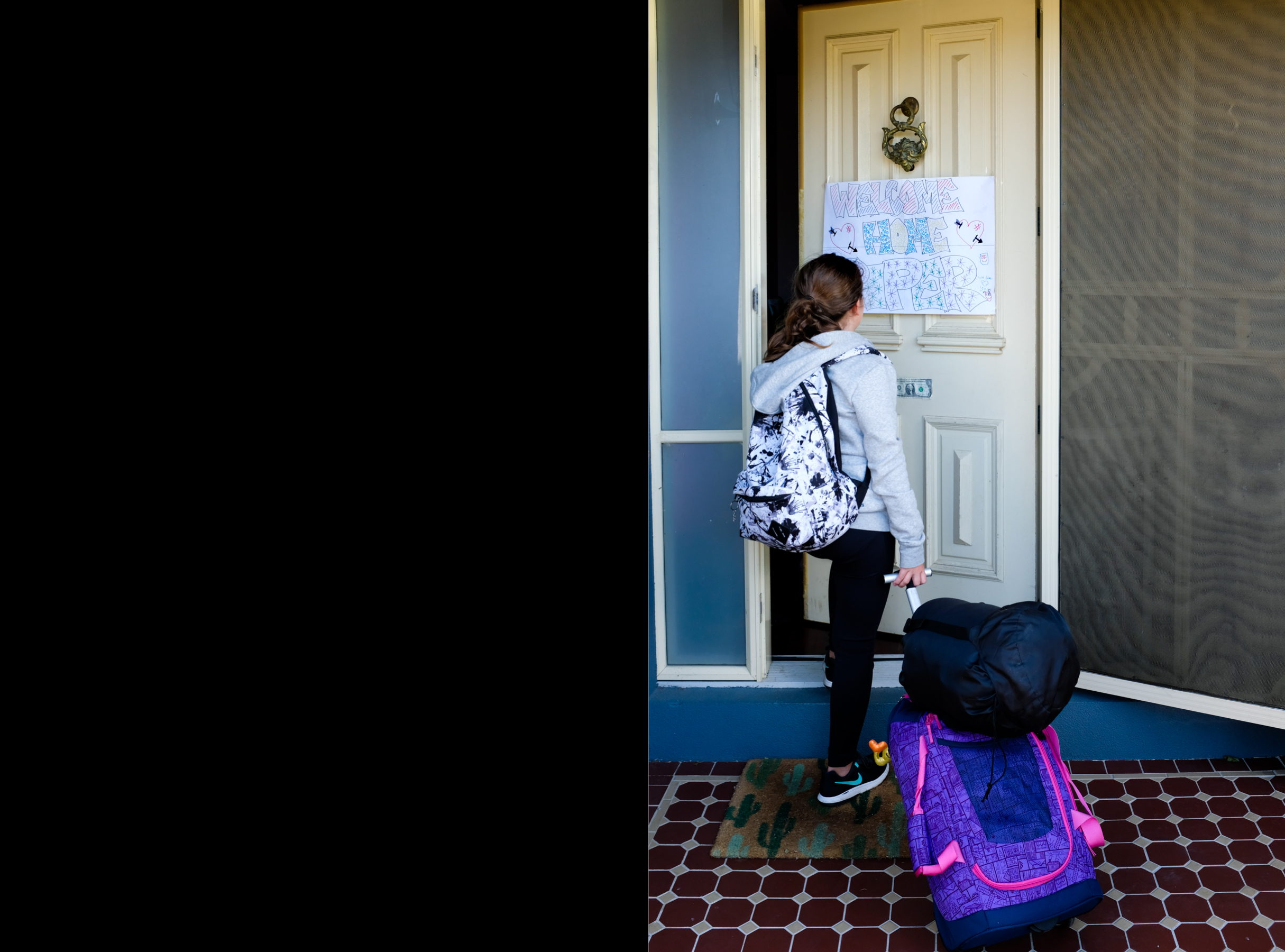 kid coming home from school - Documentary Family Photography