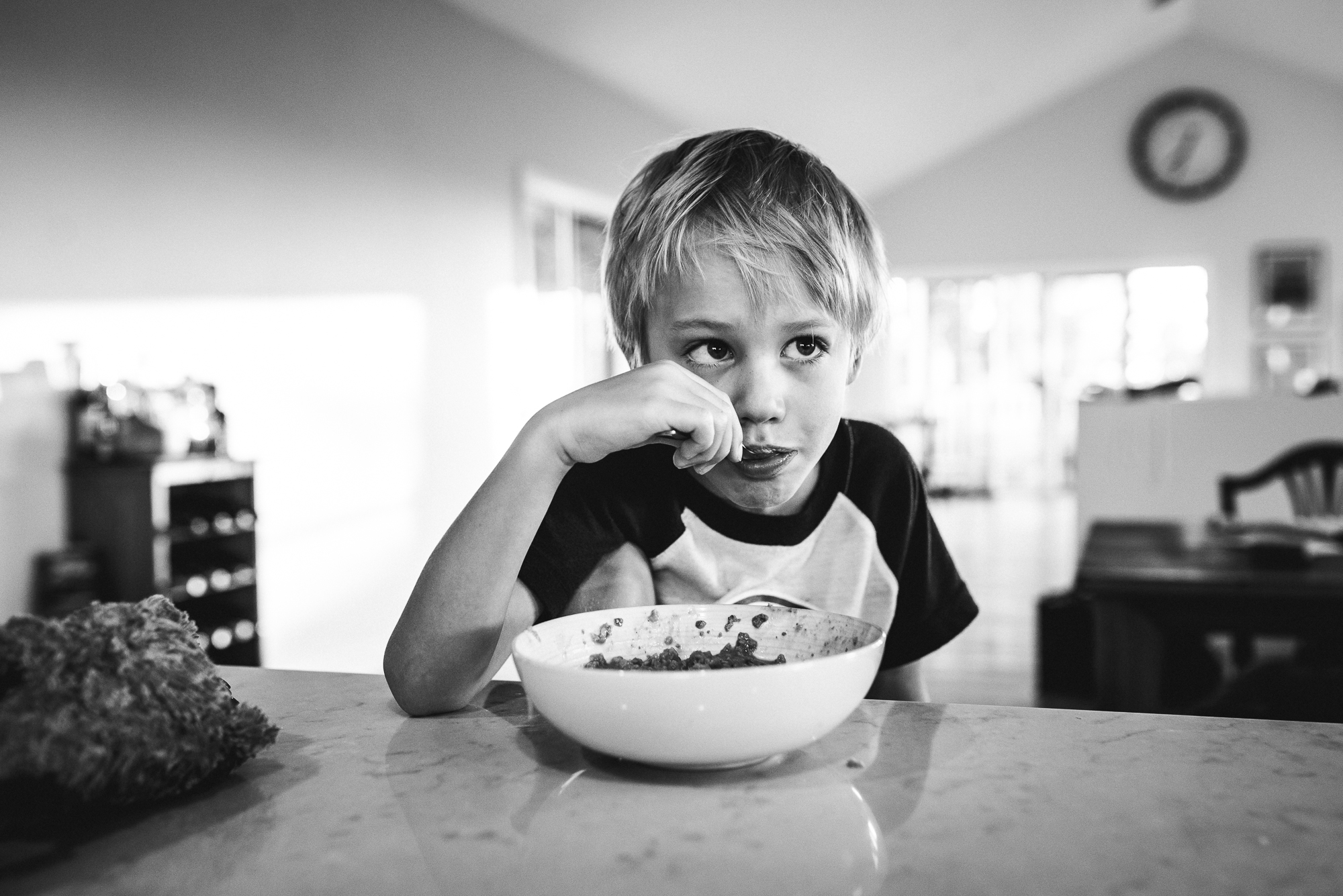 boy eating cereal - Documentary Family Photography