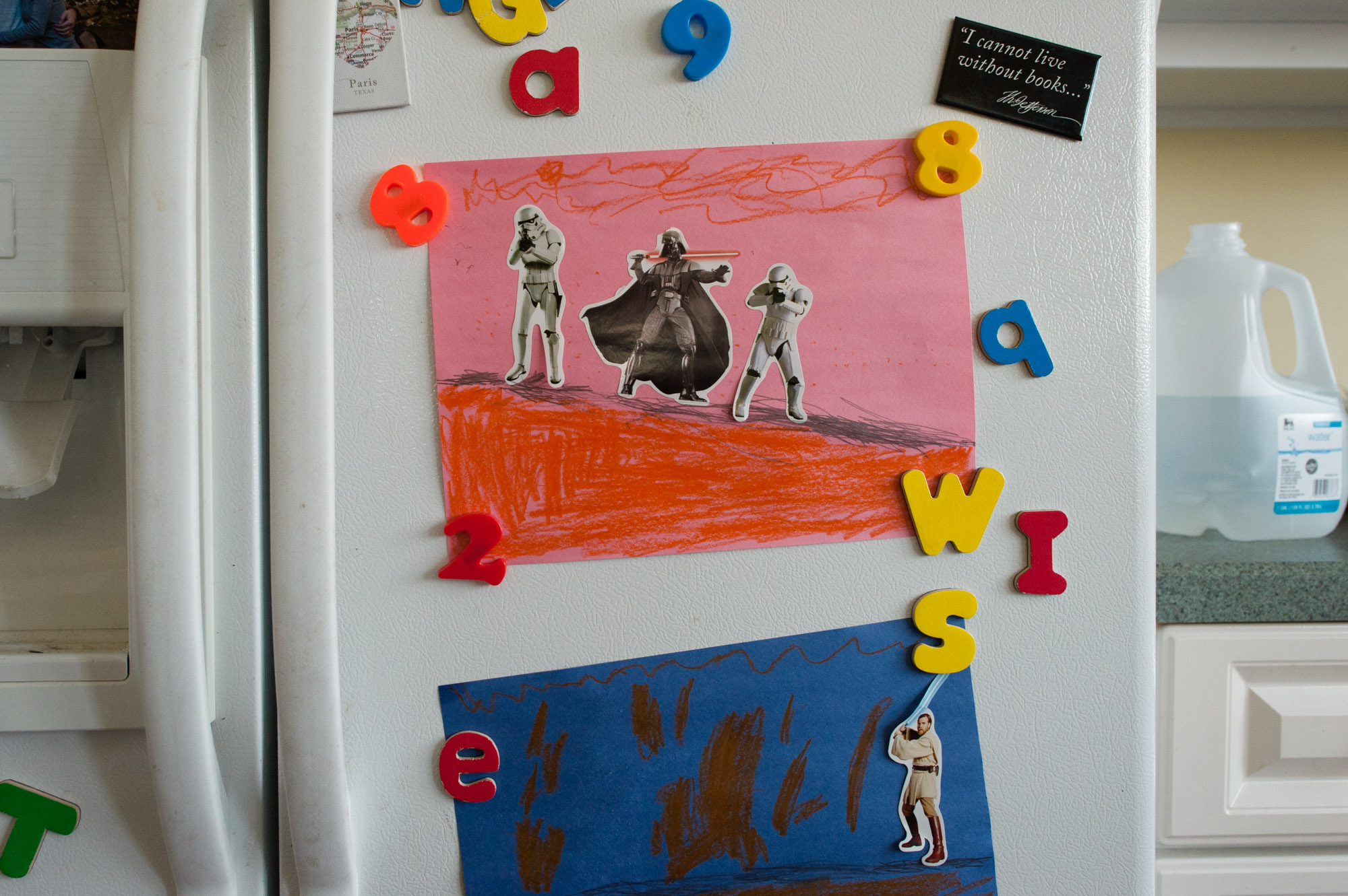 Star Wars drawings on fridge - documentary family photography