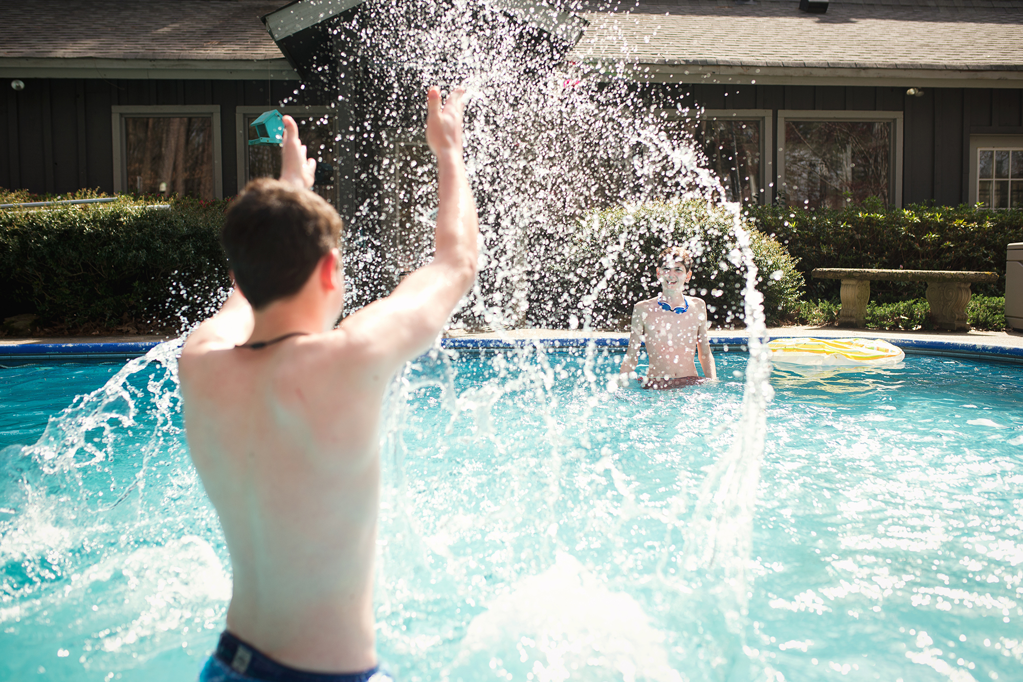 boys in pool - Documentary Family Photography