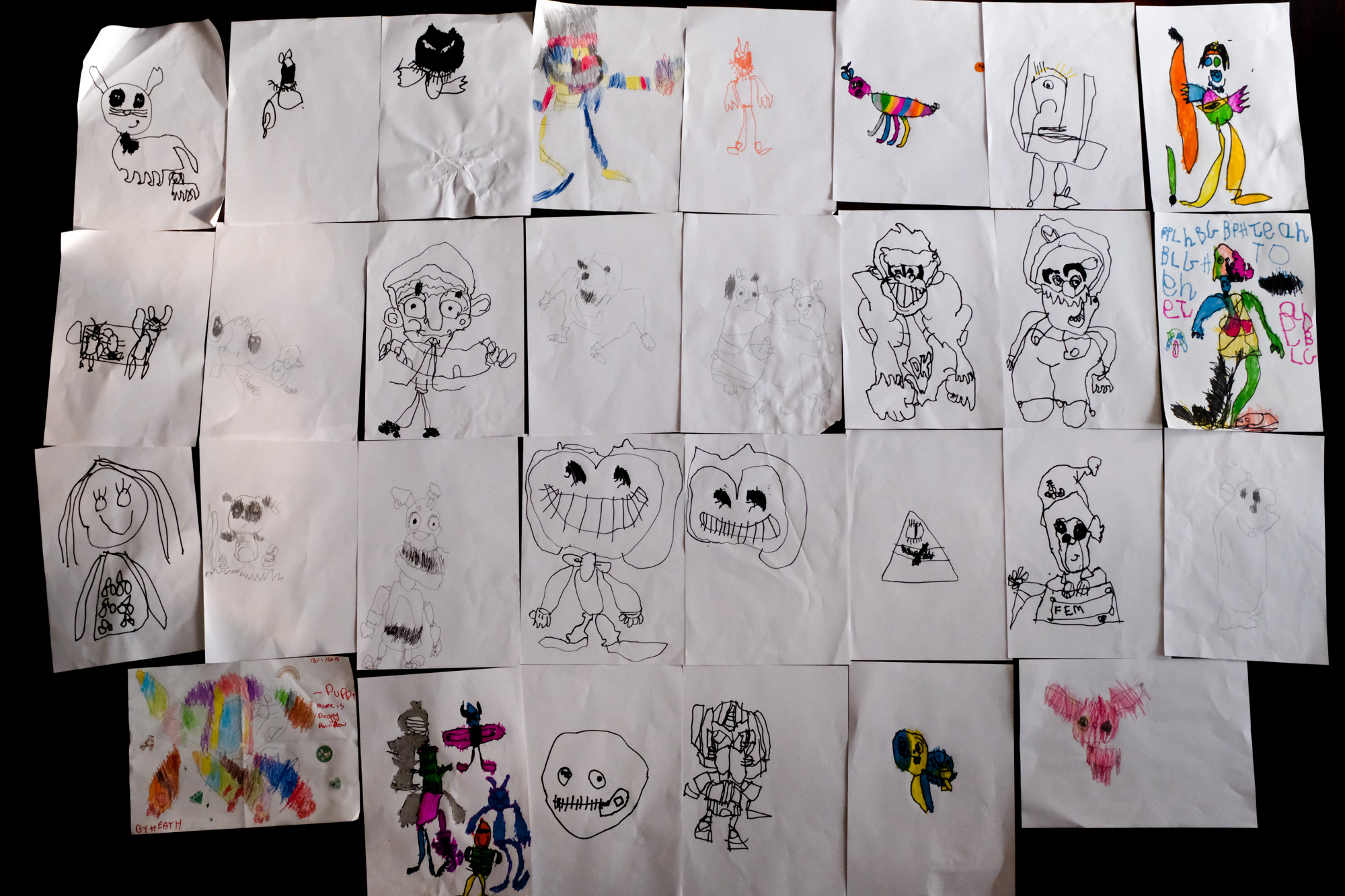 series of kid drawings - documentary family photography