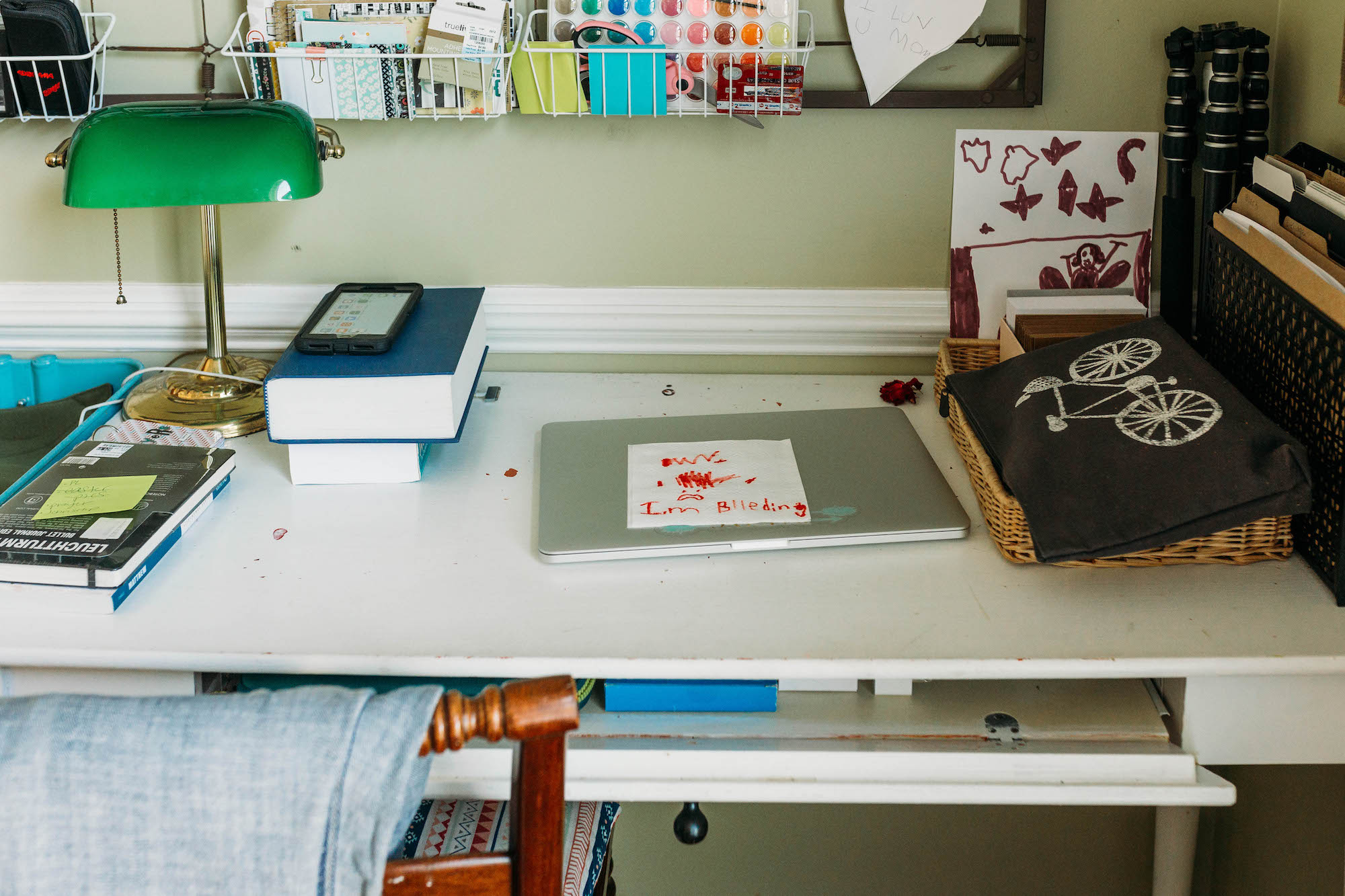 laptop with child's note - Documentary family photography