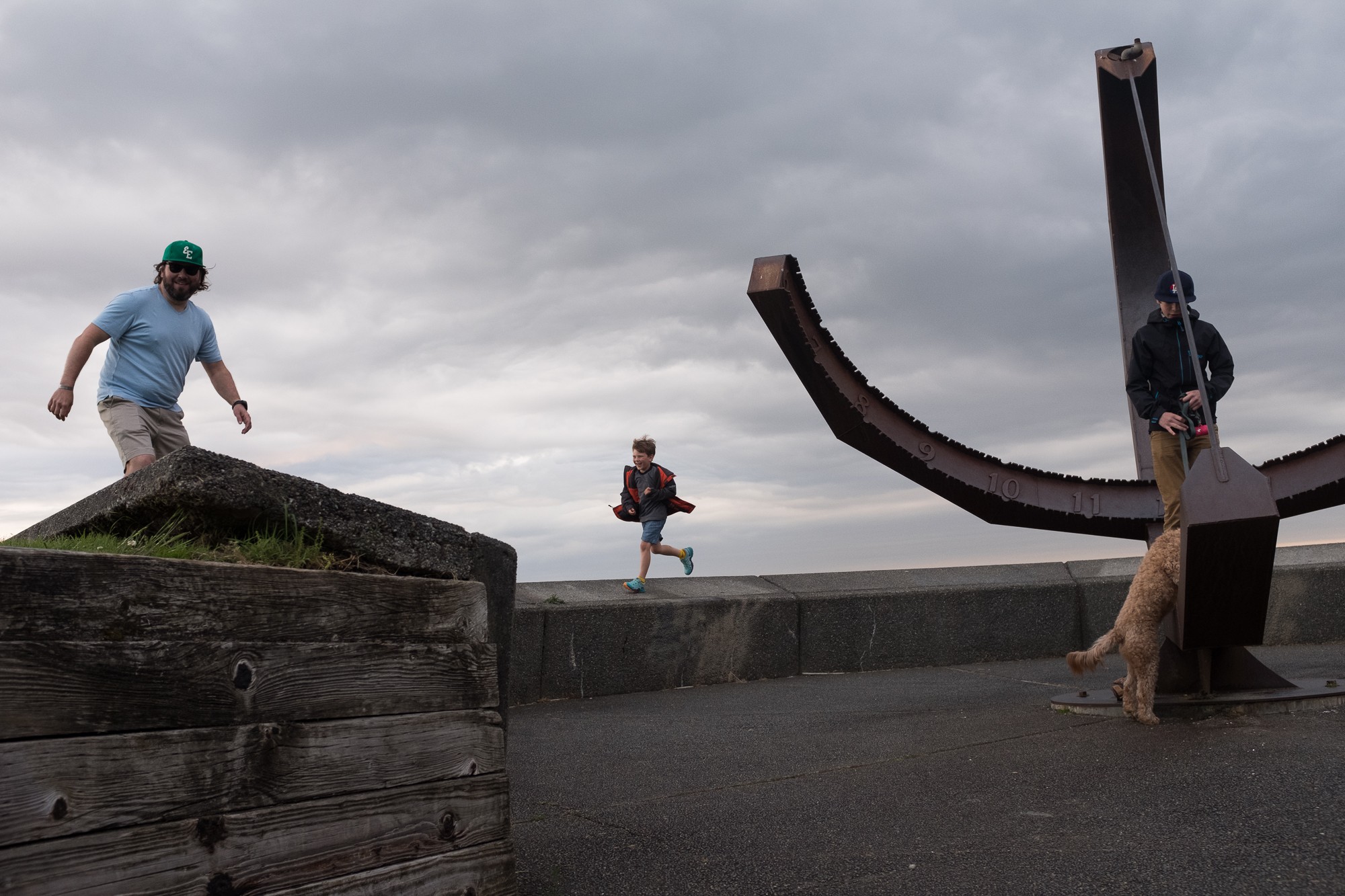 family climbs on building remnants - documentary family photography