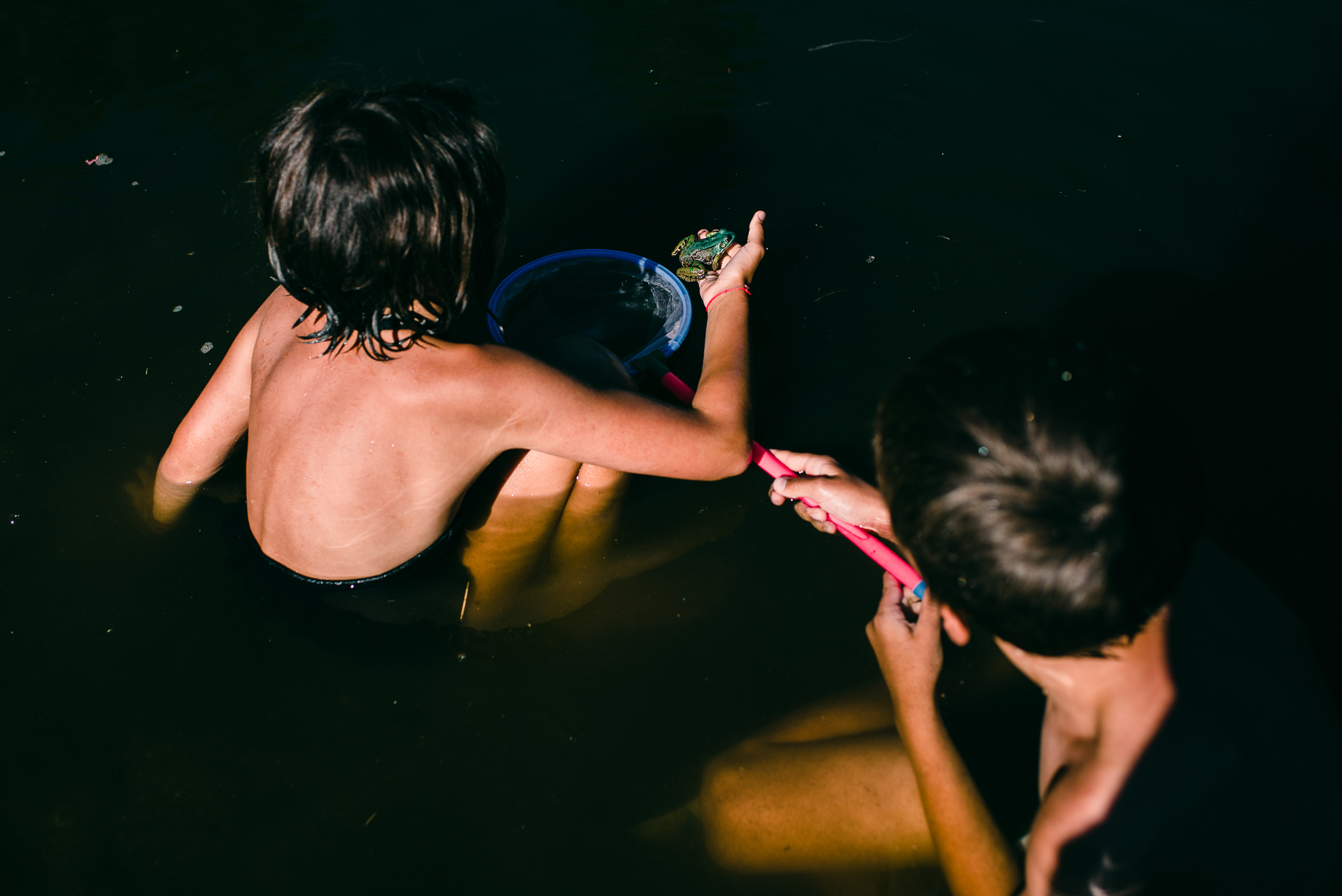 kids in lake - documentary family photography