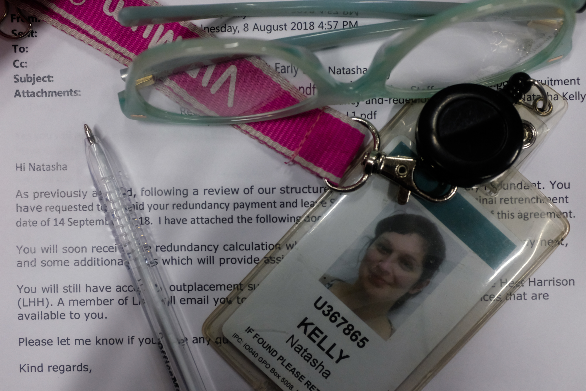 work badge and glasses - documentary family photography