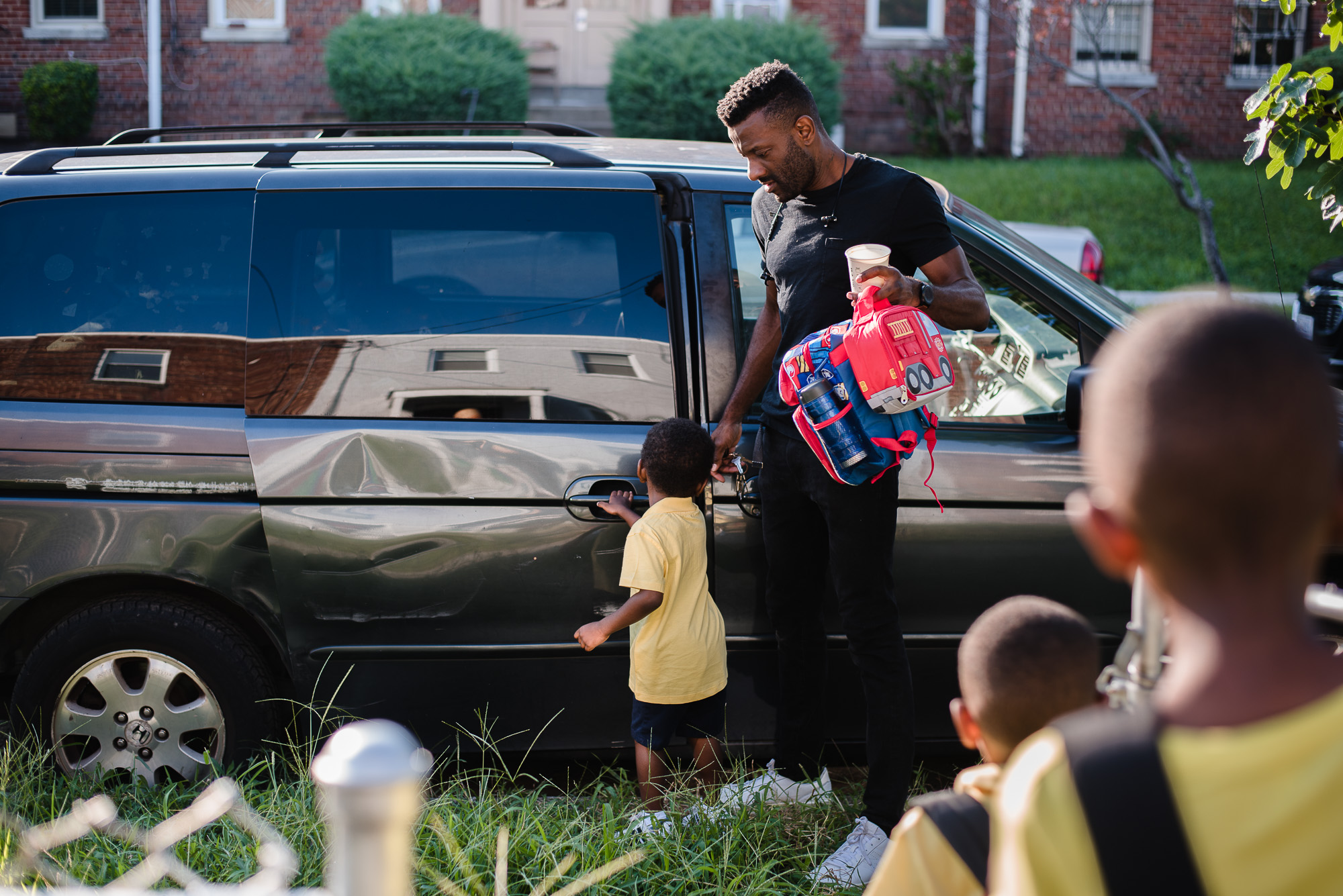 boys on first day of school - documentary family photography