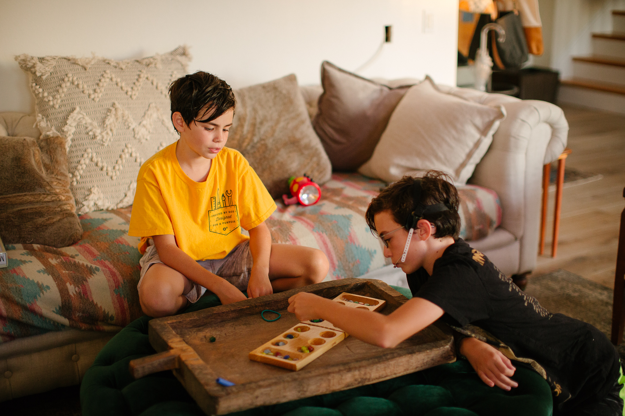 boys playing game - documentary family photography