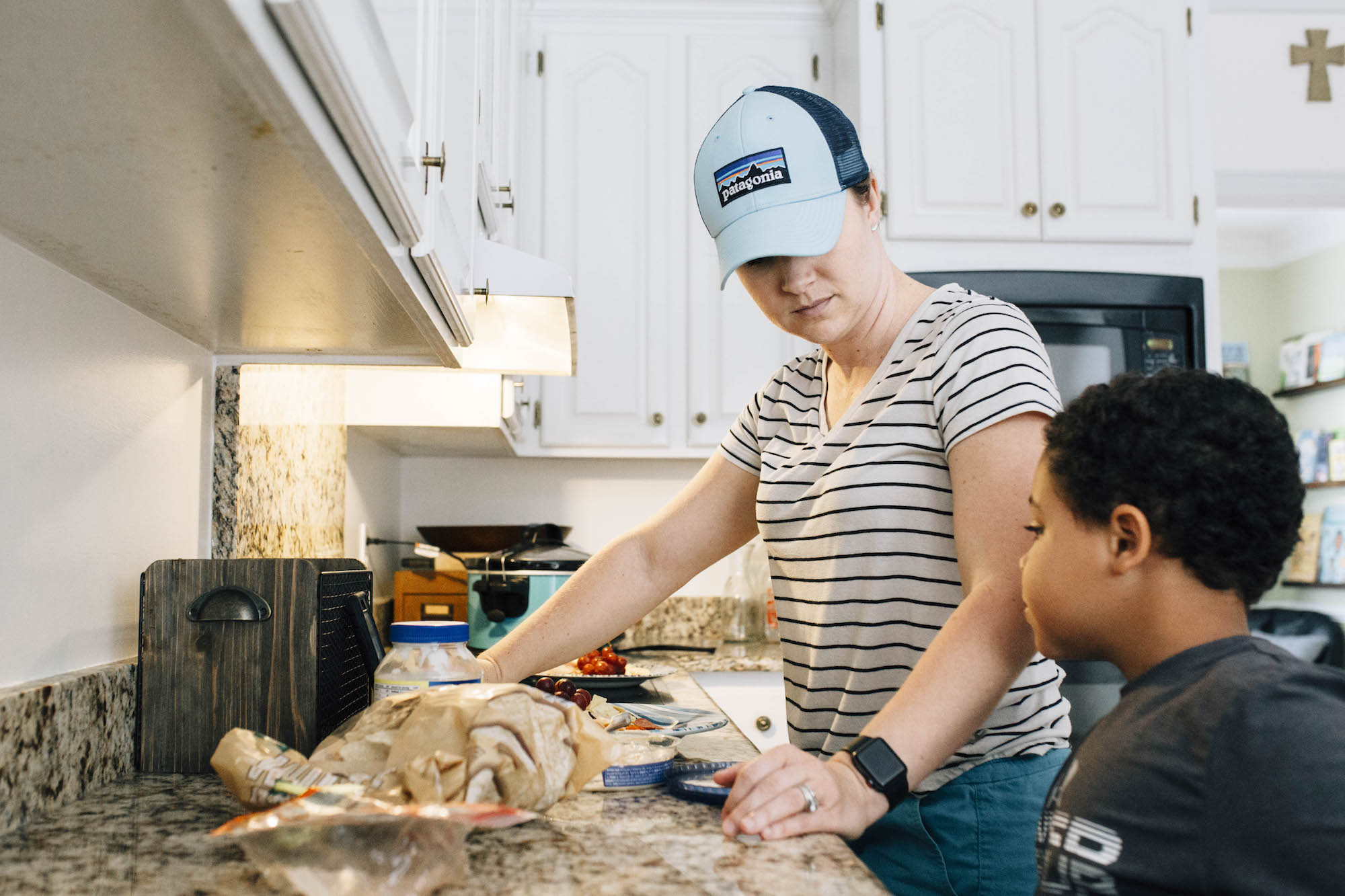 mom and child make lunch - documentary family photography