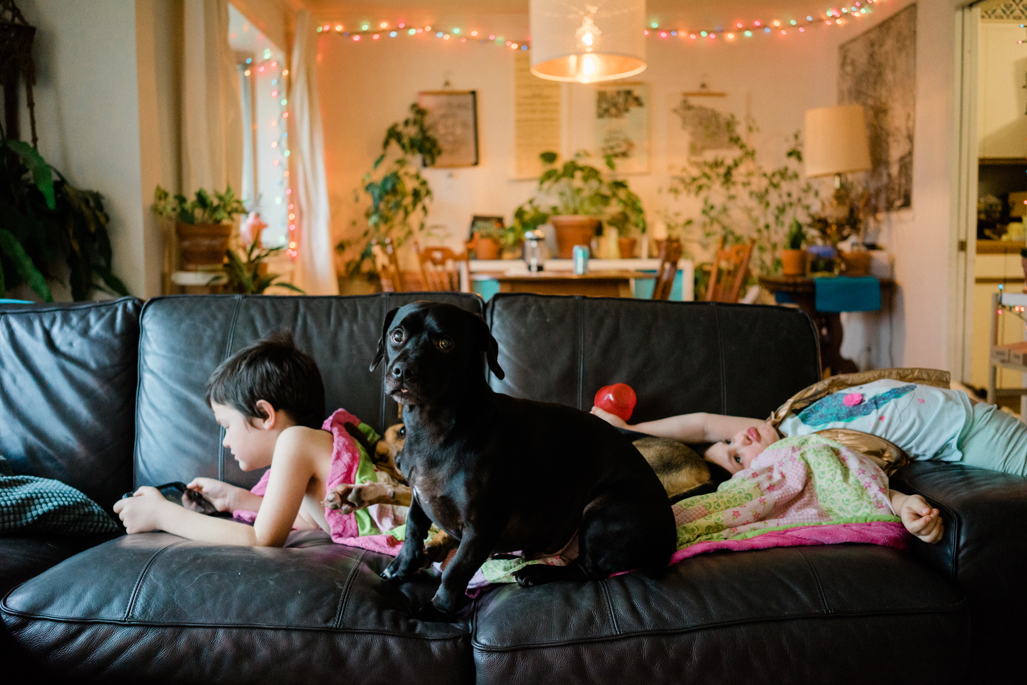kids on couch - documentary family photography