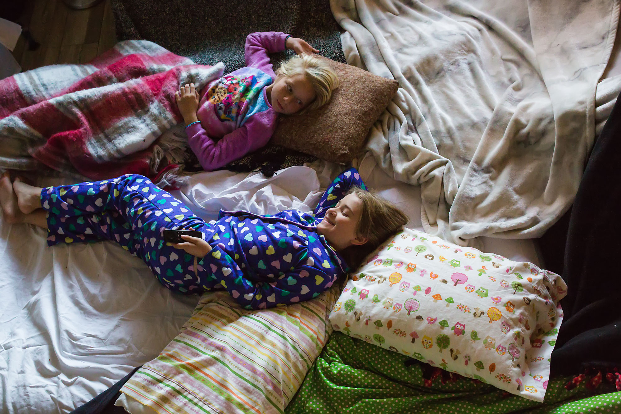 girls slumber party - documentary family photography