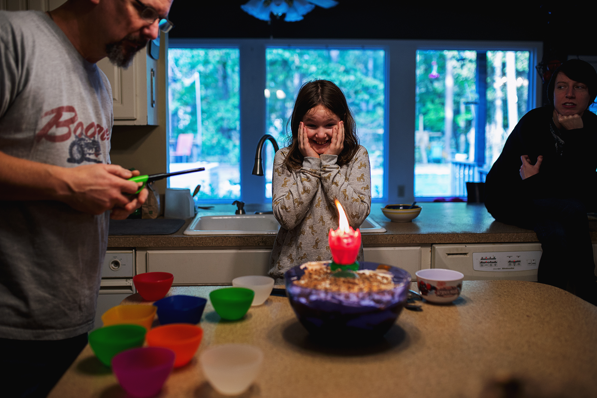 girl with birthday cake - documentary family photography