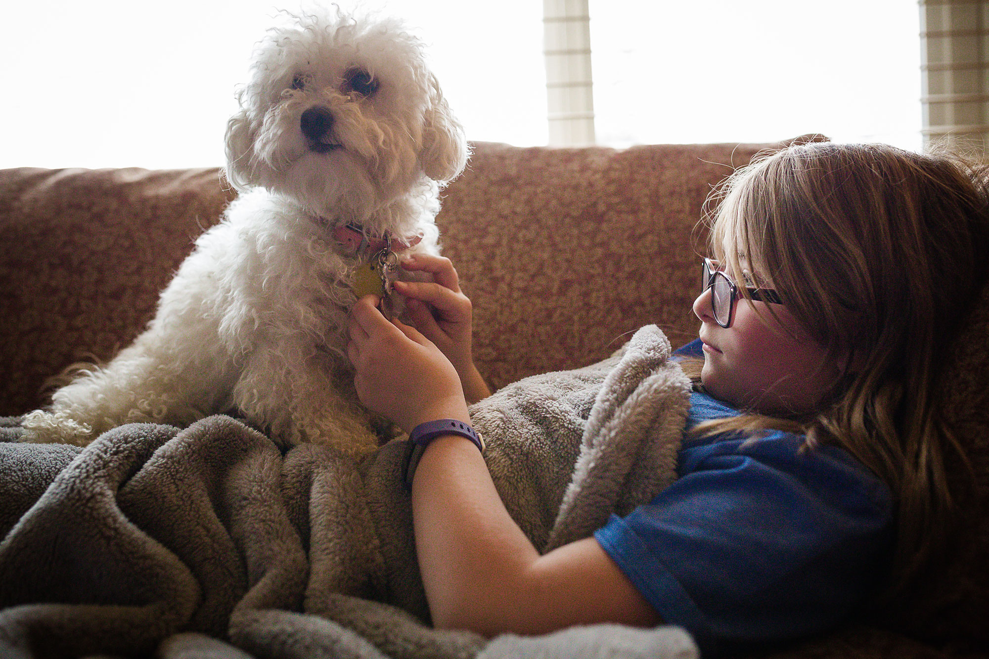 girl with dog - documentary family photography