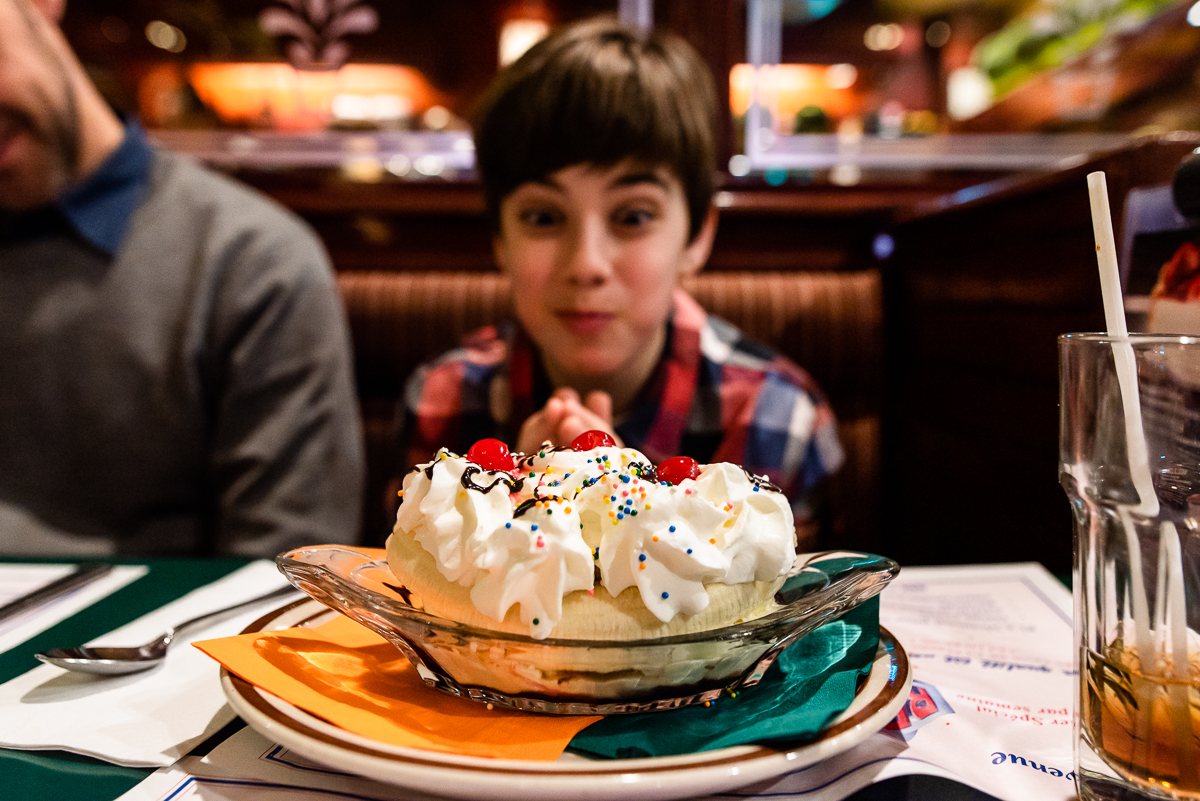 boy and ice cream sundae - documentary family photography