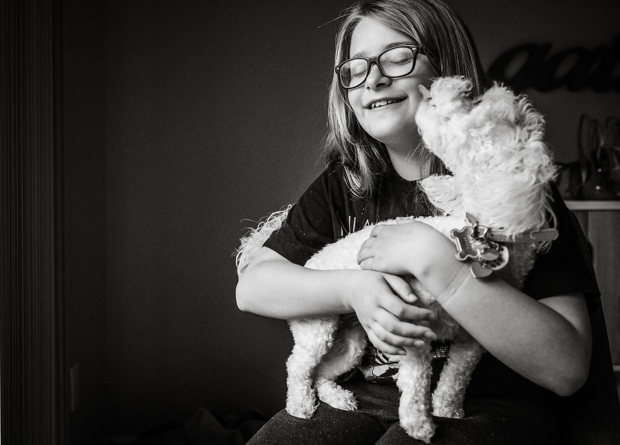 girl with dog - documentary family photography