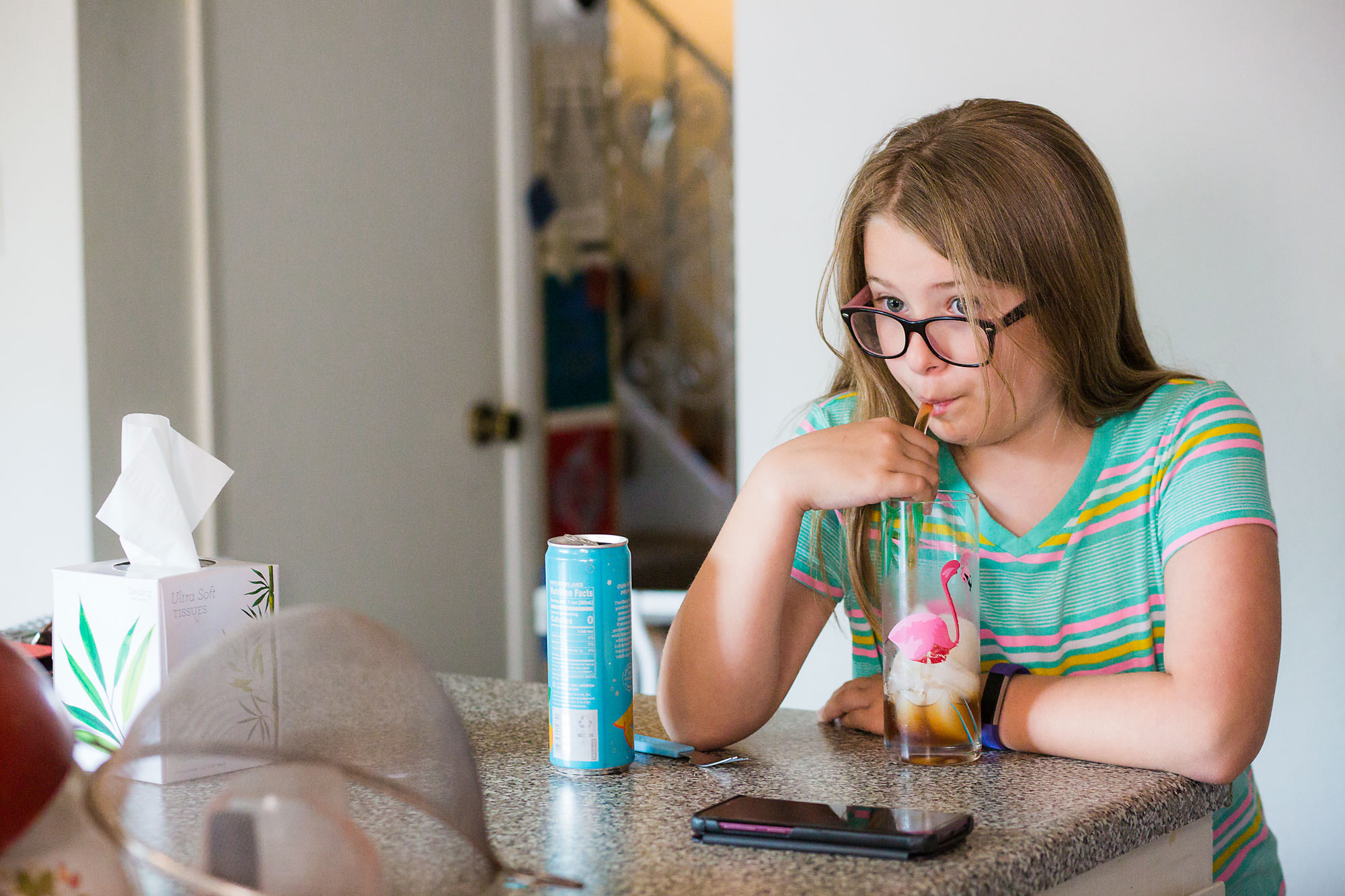 girl drinking milk - documentary family photography