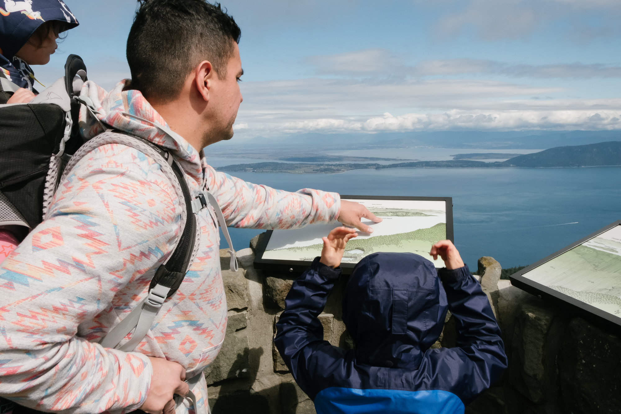 father and kids at summit - documentary family photography