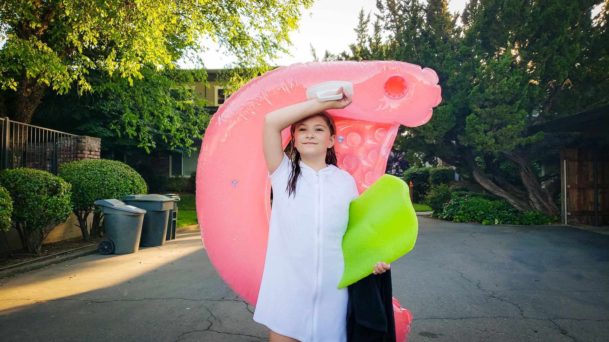 girl with pool gear - documentary family photography