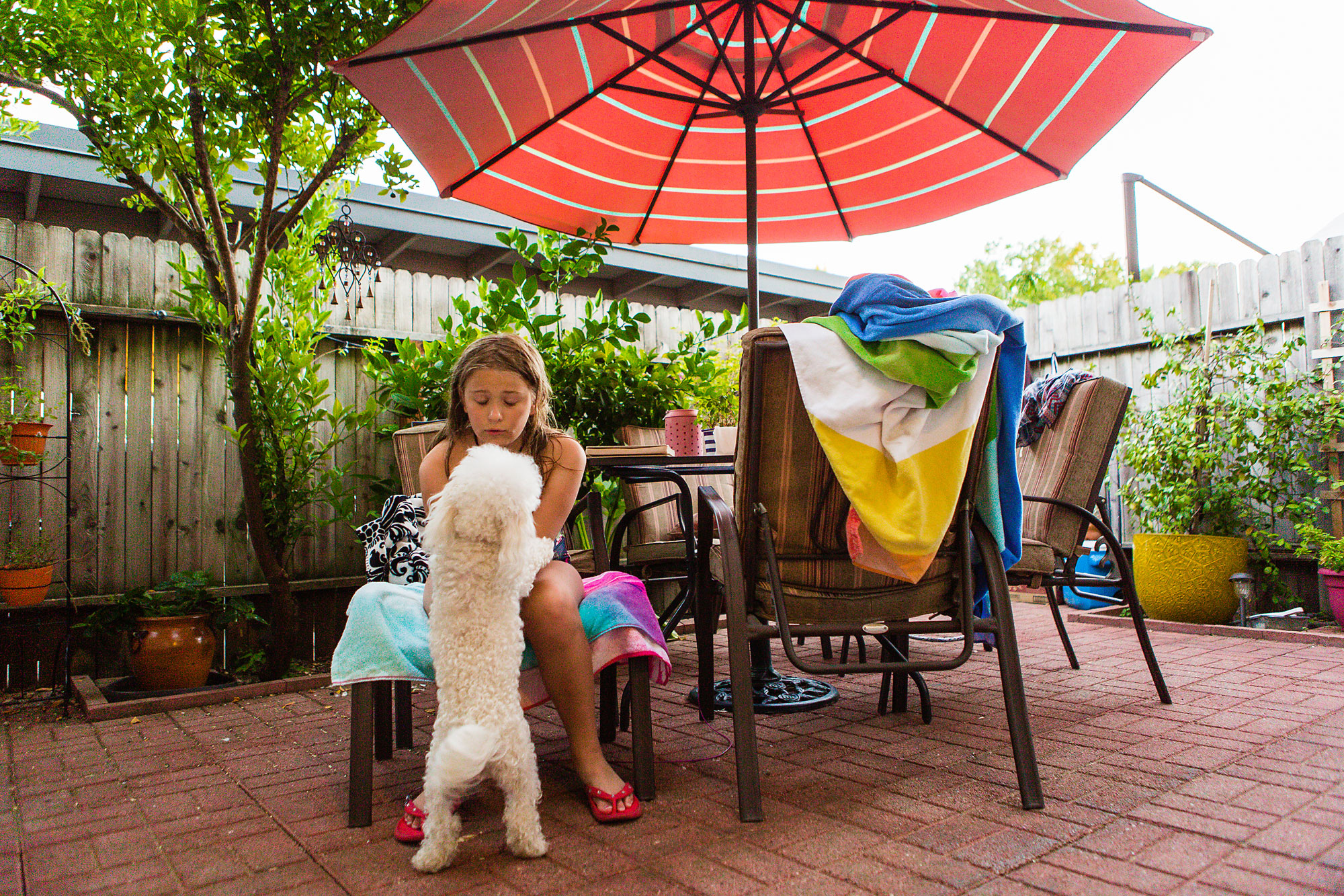 girl with dog - documentary family photography